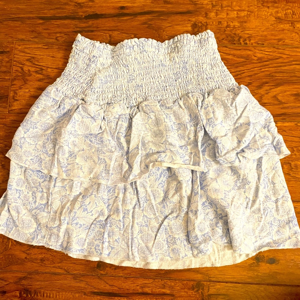 Light blue flower printed skirt